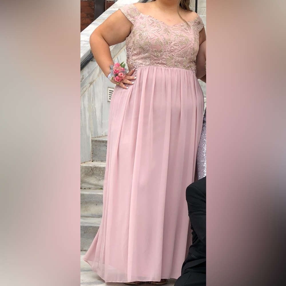 City Triangles Maxi Dress Pink Jewels Pearls Embroidered Prom Homecoming corset